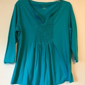 Talbots knit pullover top with pleated bodice